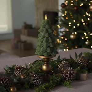 Luminara Flameless Christmas Tree LED Candle for Decoration, 5.35"x8.5", Chalky